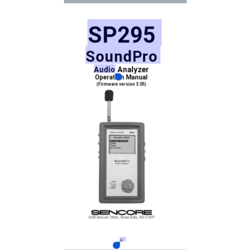 SENCORE model SP295 SOUND PRO Acoustics Analyzer PLEASE...