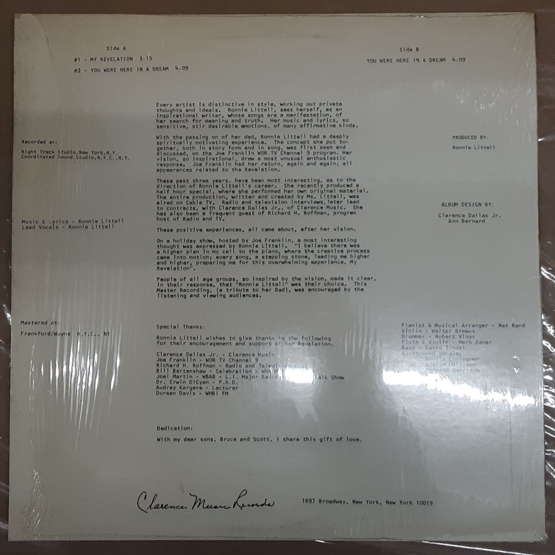 Ronnie Littell - You Were Here In A Dream 1983 NM- Viny... 2