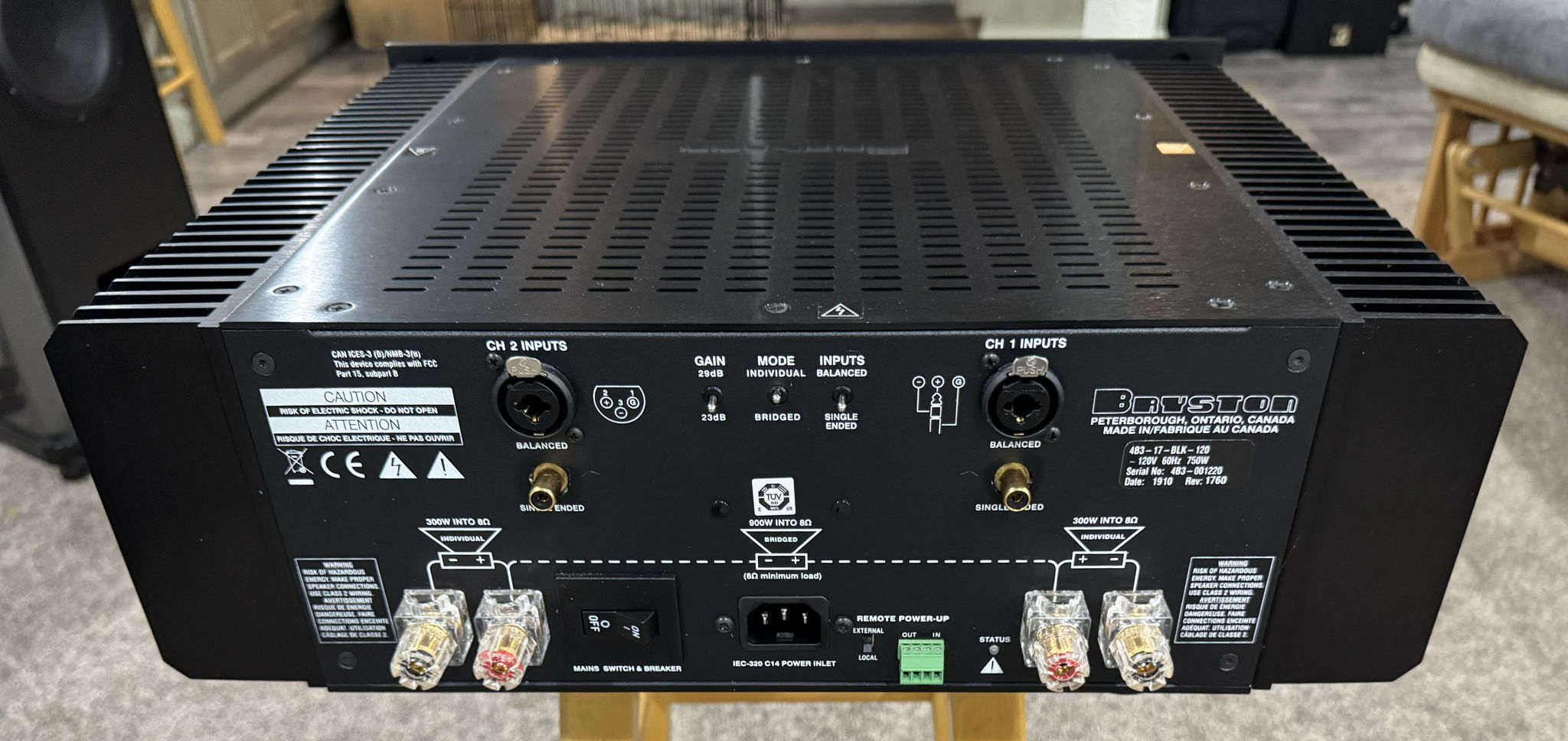 Bryston 4B3 Cubed Power Amplifier in Black. Free Shipping 4