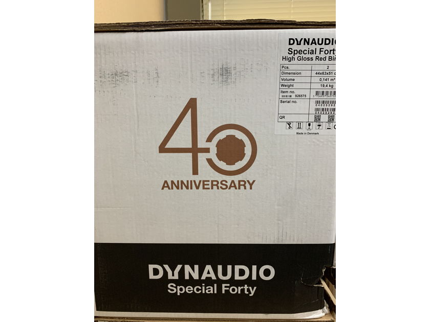 New sealed Dynaudio Special Forty 40 high Gloss red birch speakers