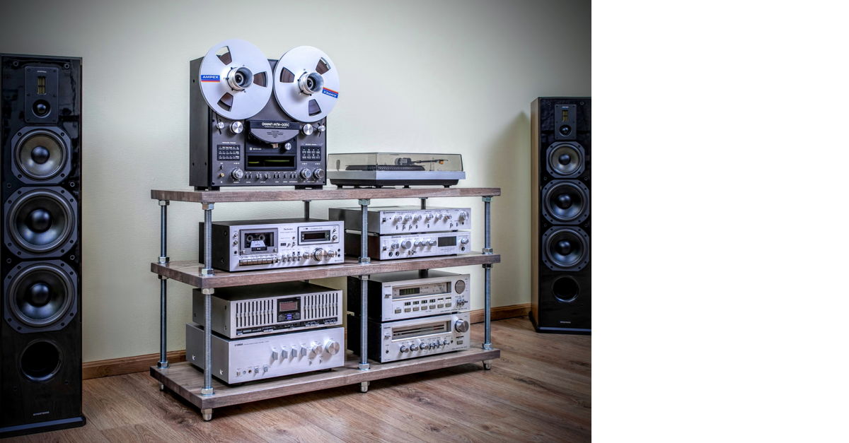 Audio rack with adjustable oak shelves For Sale Audiogon