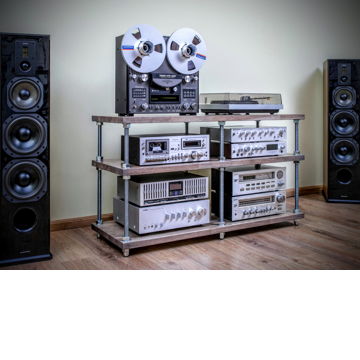 Audio rack with adjustable oak shelves