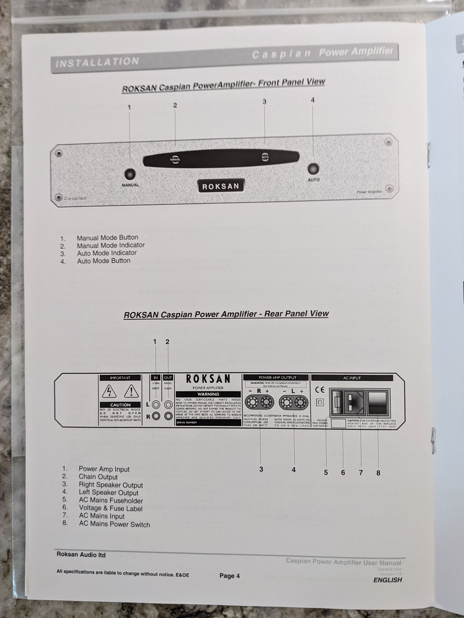 Roksan Caspian power amp 10