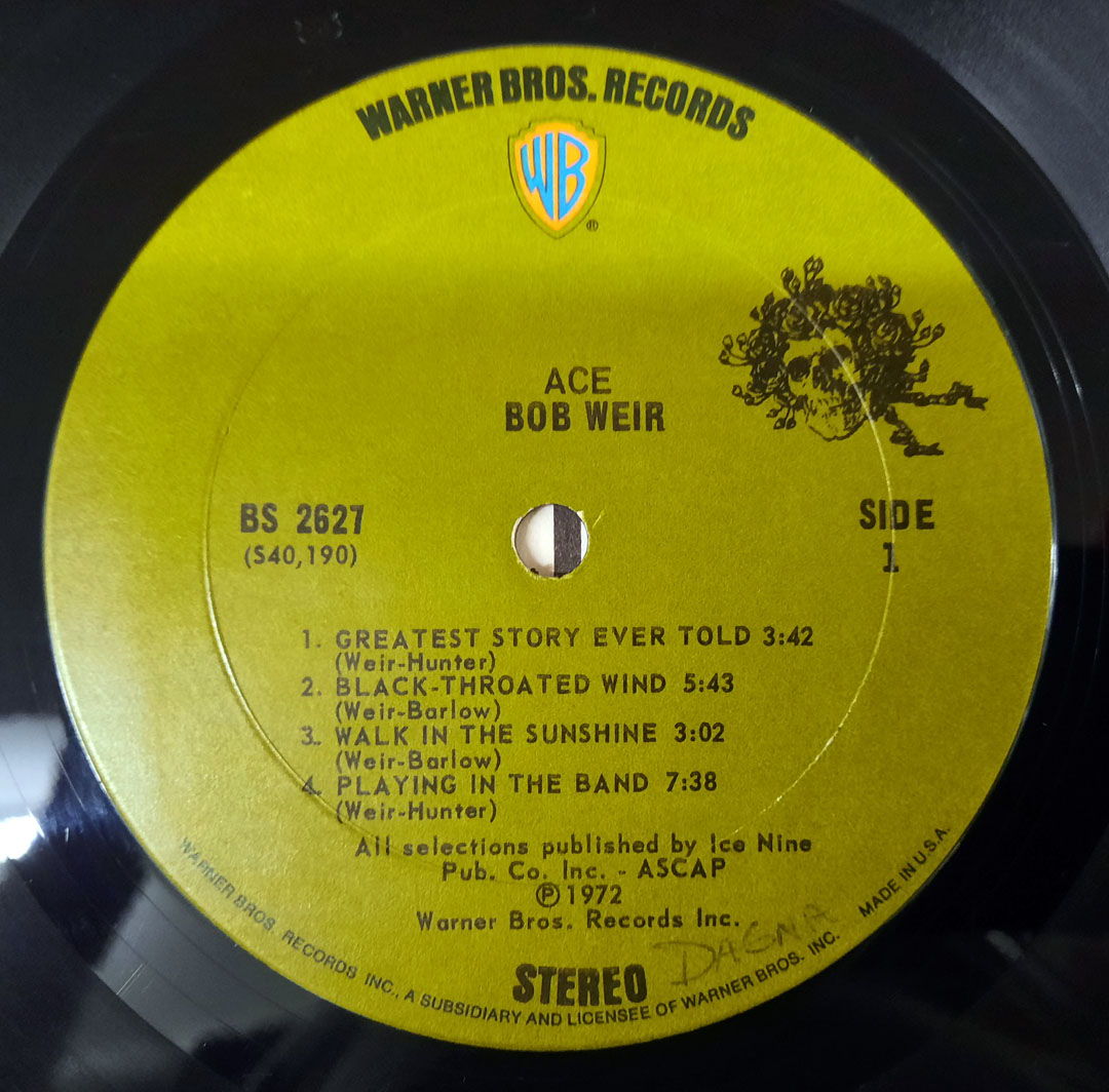 Bob Weir – Ace 1972 VG+ ORIGINAL VINYL LP Warner Bros. ... 6