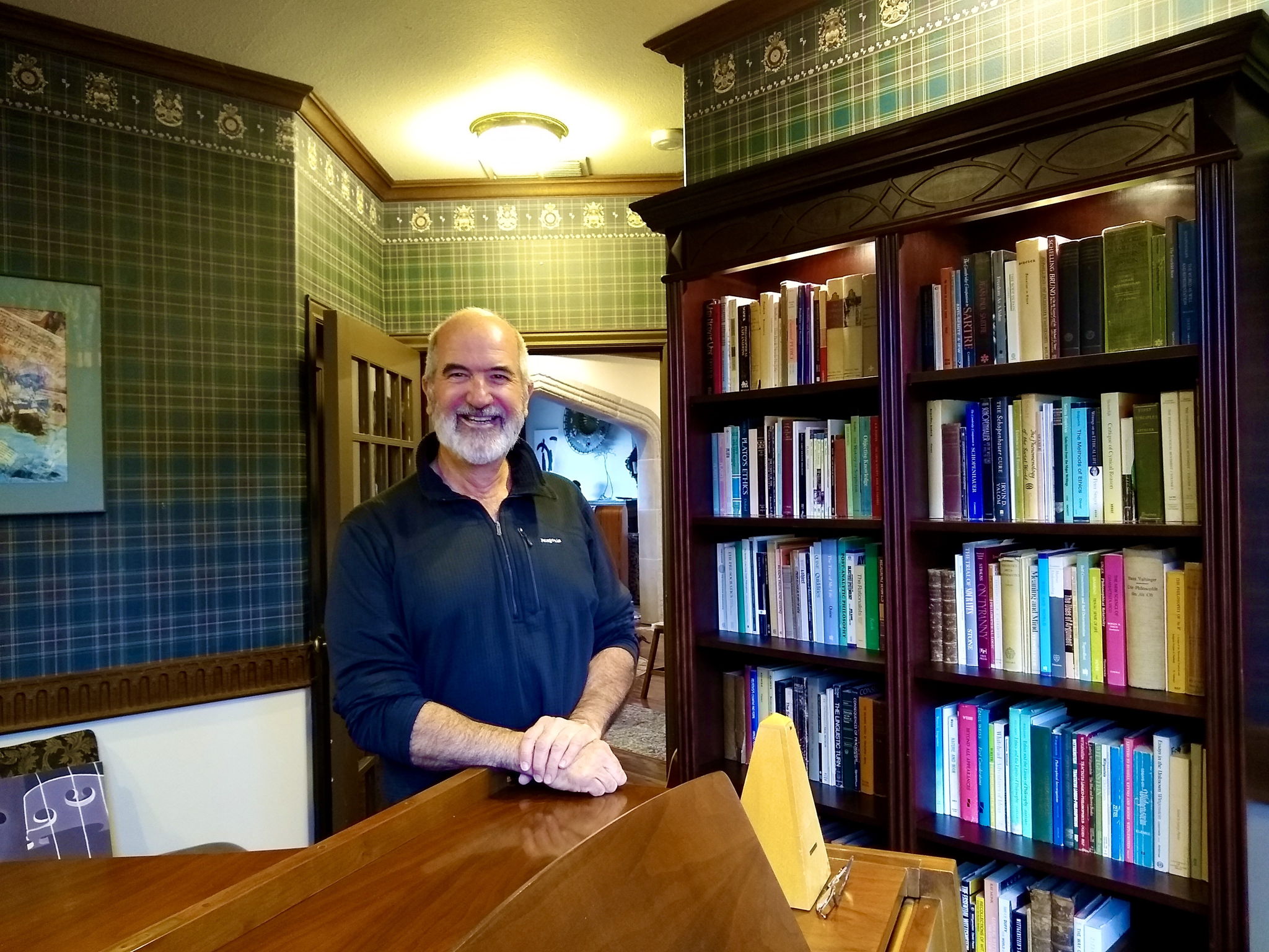 In the music room, with the left Tesla visible in the background.