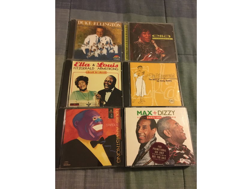 Jazz Ella Fitzgerald Louis Armstrong  Duke Ellington Max Roach Dizzy cd lot of 6 cds