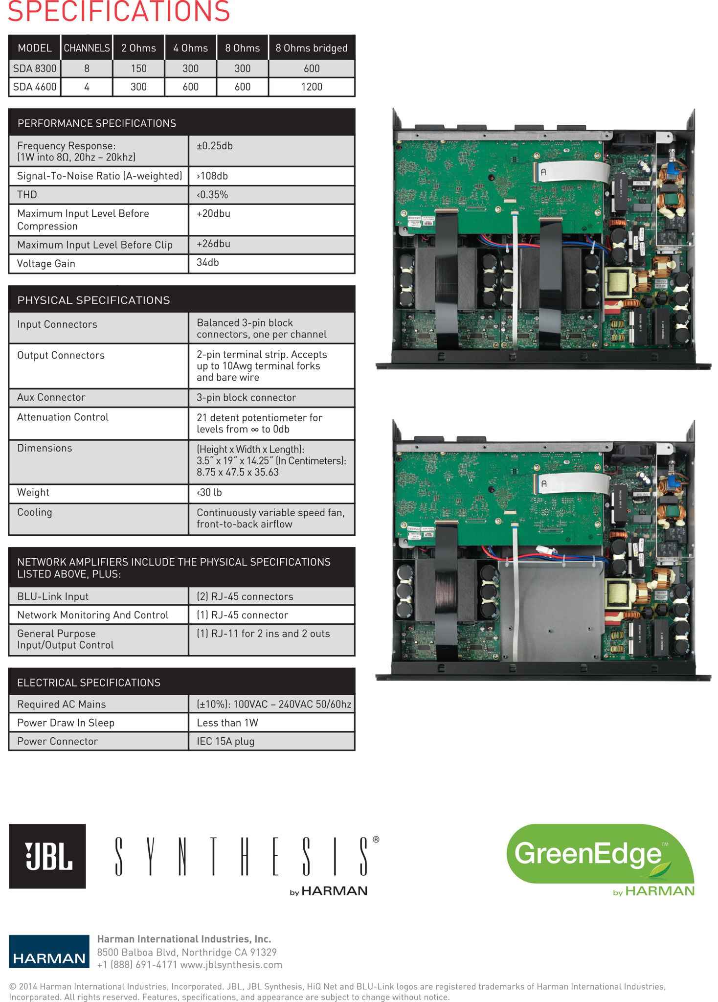 JBL Synthesis SDA-4600 4-channel 600W Amplifier Dealer ... 5