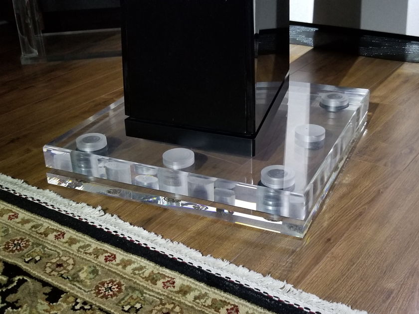 Custom-Machined Speaker Isolation Podiums - Clear Acrylic | Includes 12 Townshend Seismic Isolation Pods | Discover What Your Speakers Can Really Do!