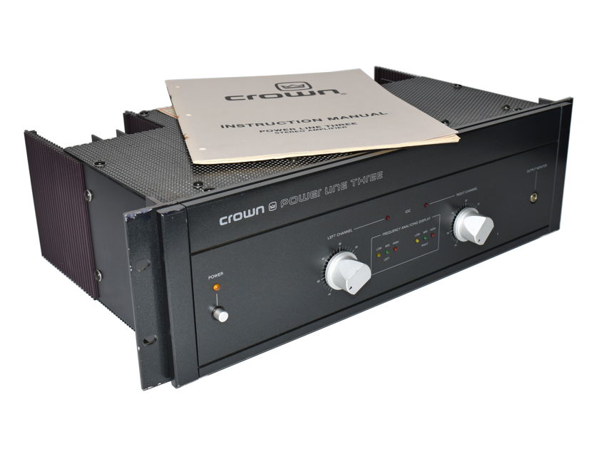 Crown PL-3 POWER LINE THREE 2-CH 90-wpc @ 8-Ohms Stereo Power Amplifier AMP PL3 w/ Owners Manual