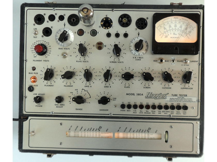 Hickok 580A tube tester and analyzer, plate current, 300vdc available