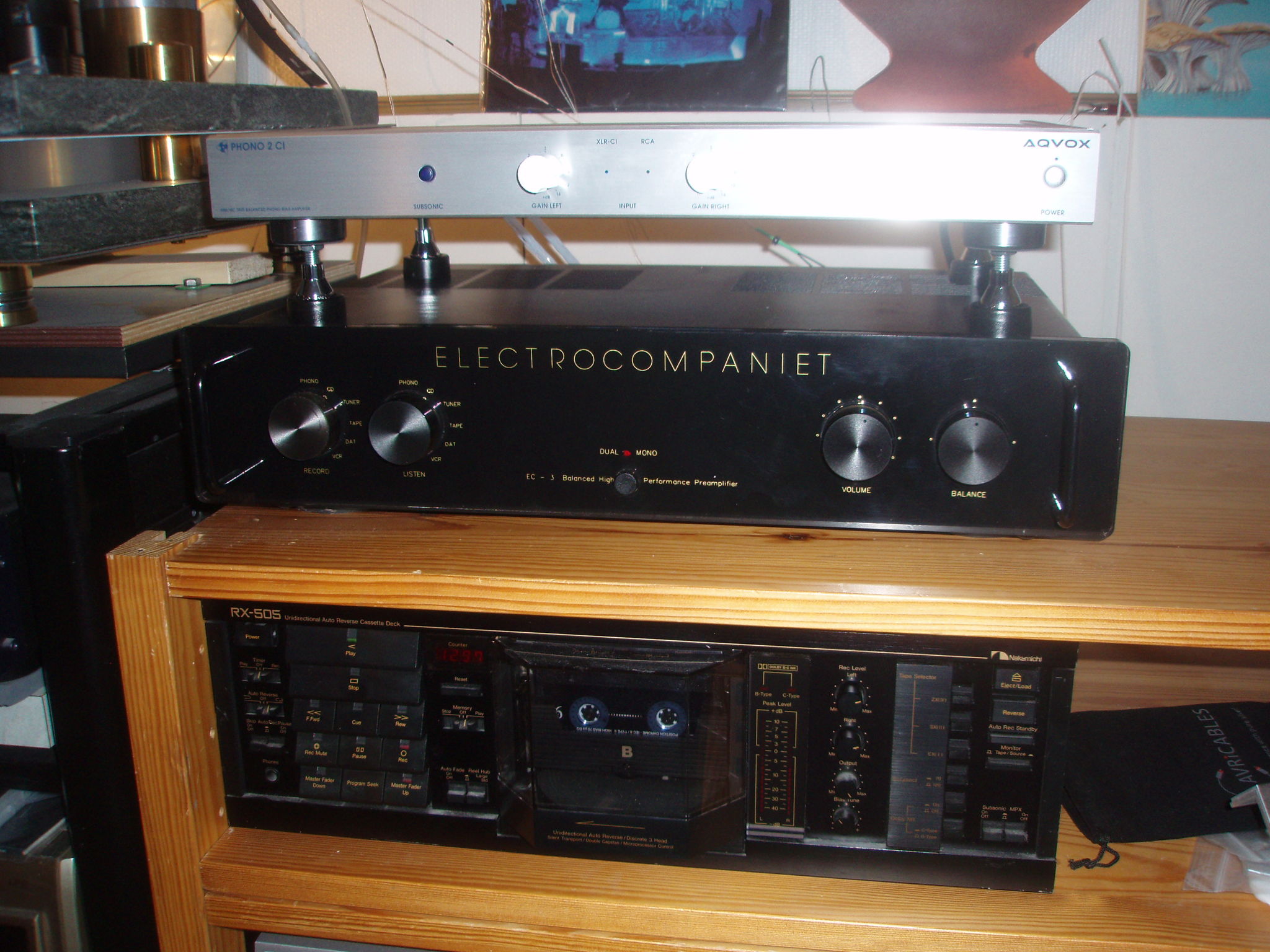 ELECTROCOMPANIET EC-3 balanced preamp w/ MC board + AQVOX PHONO 2CI MK II balanced current mode MC / voltage mode MM phono stage + Nakamichi RX-505 UDAR cassette deck