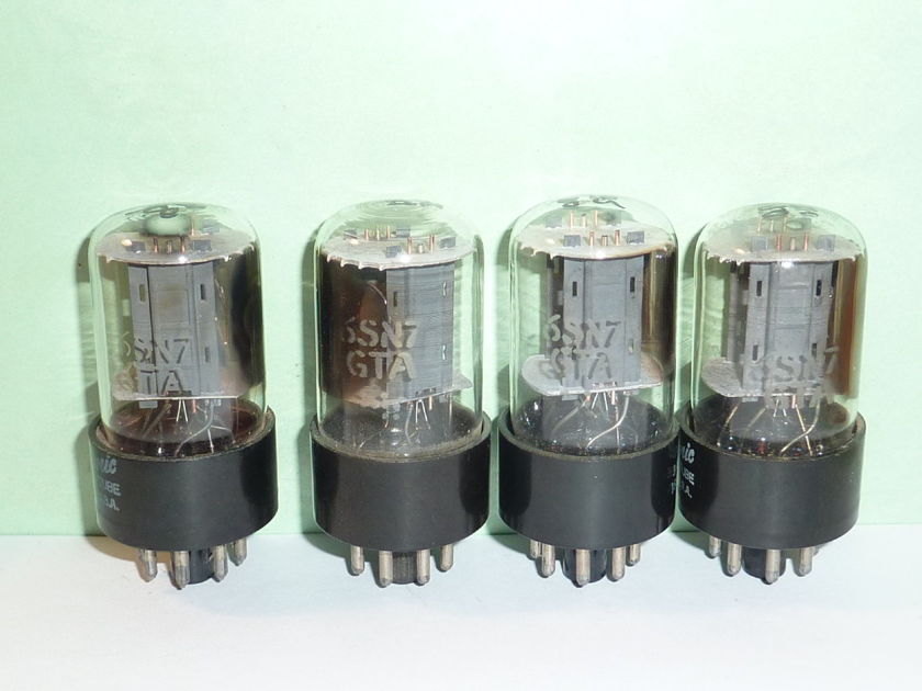 GE 6SN7GTA 6SN7 ECC33 Tubes, Matched Quad, Test NOS, Early 1950's