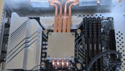 Close-up of heat pipes going to case