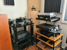 Equipment racks functional rather than audiophile approved.
