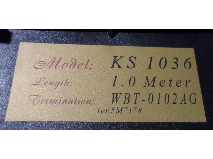 Kimber Kable KS 1036 RCA Interconnect 1 Pair Meter