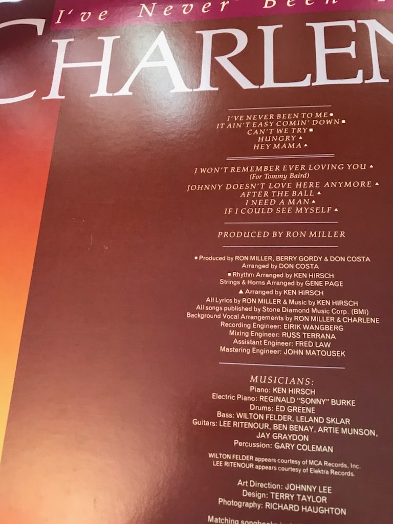 CHARLENE I'VE NEVER BEEN TO ME VINYL LP ALBUM 1982 MOTO... 2
