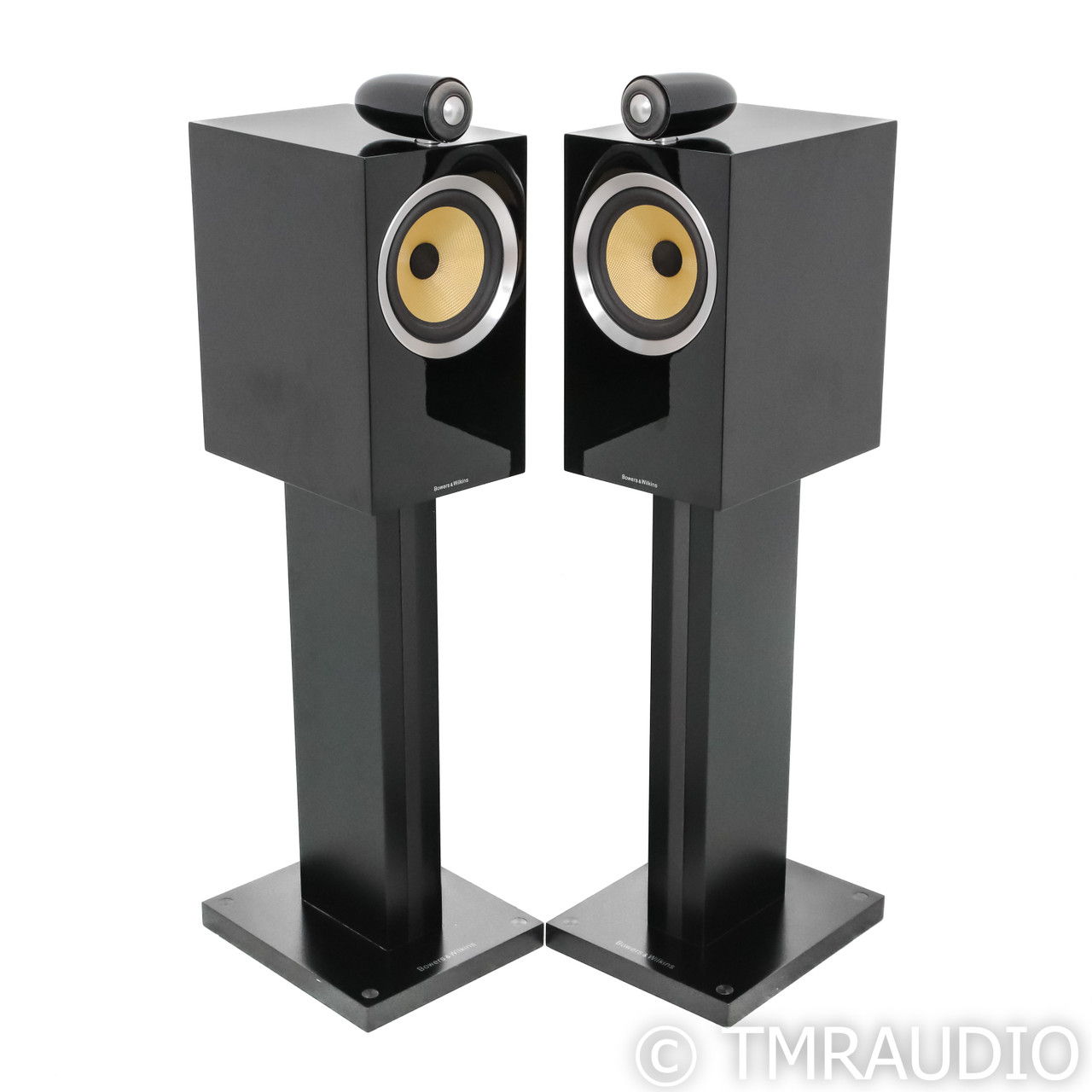 B&W CM6 S2 Bookshelf Speakers; Black Pair with Stands (...