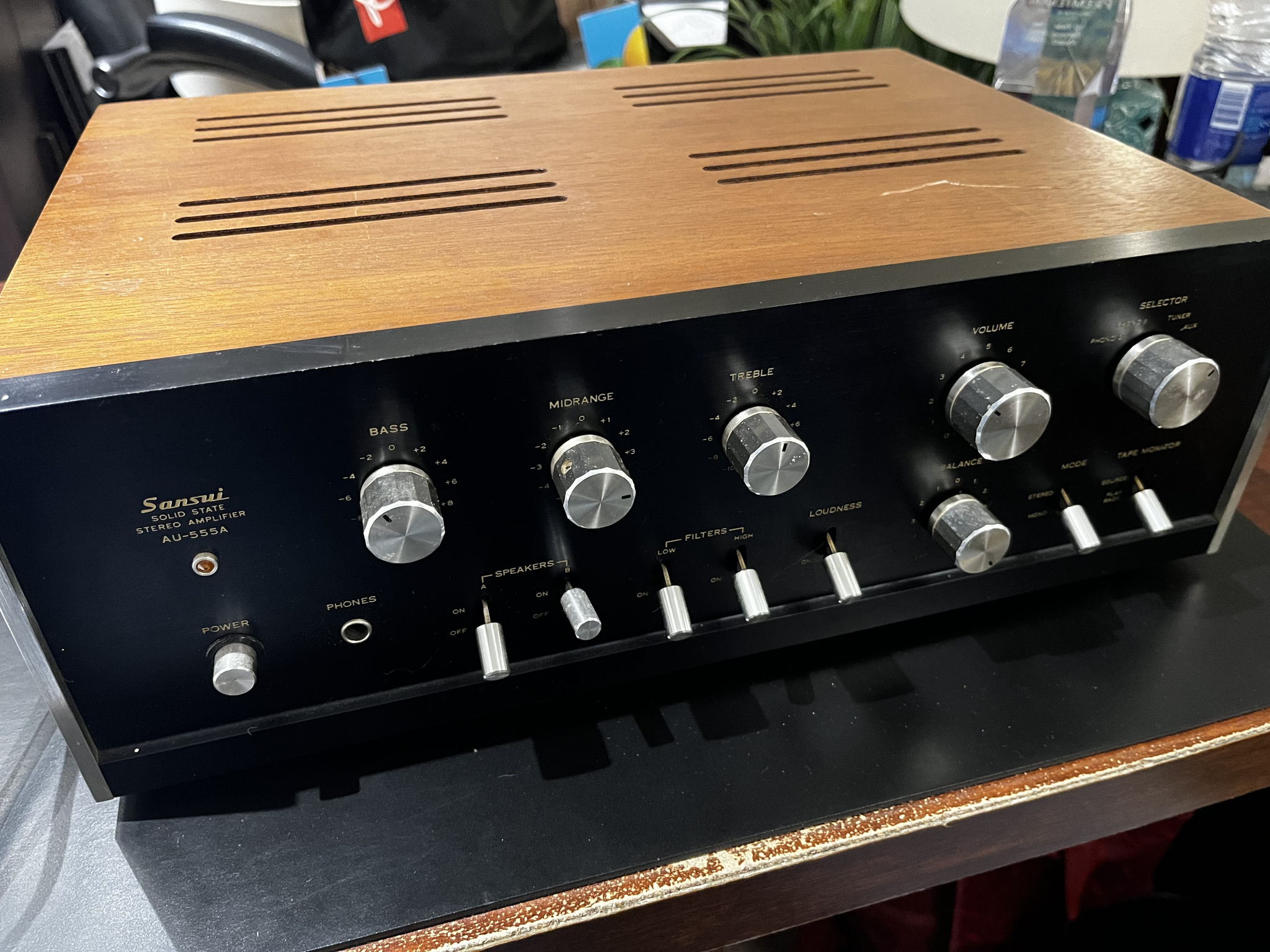 13743○Sansui プリメインアンプ AU-555A 通電OK 現状品 - オーディオ機器