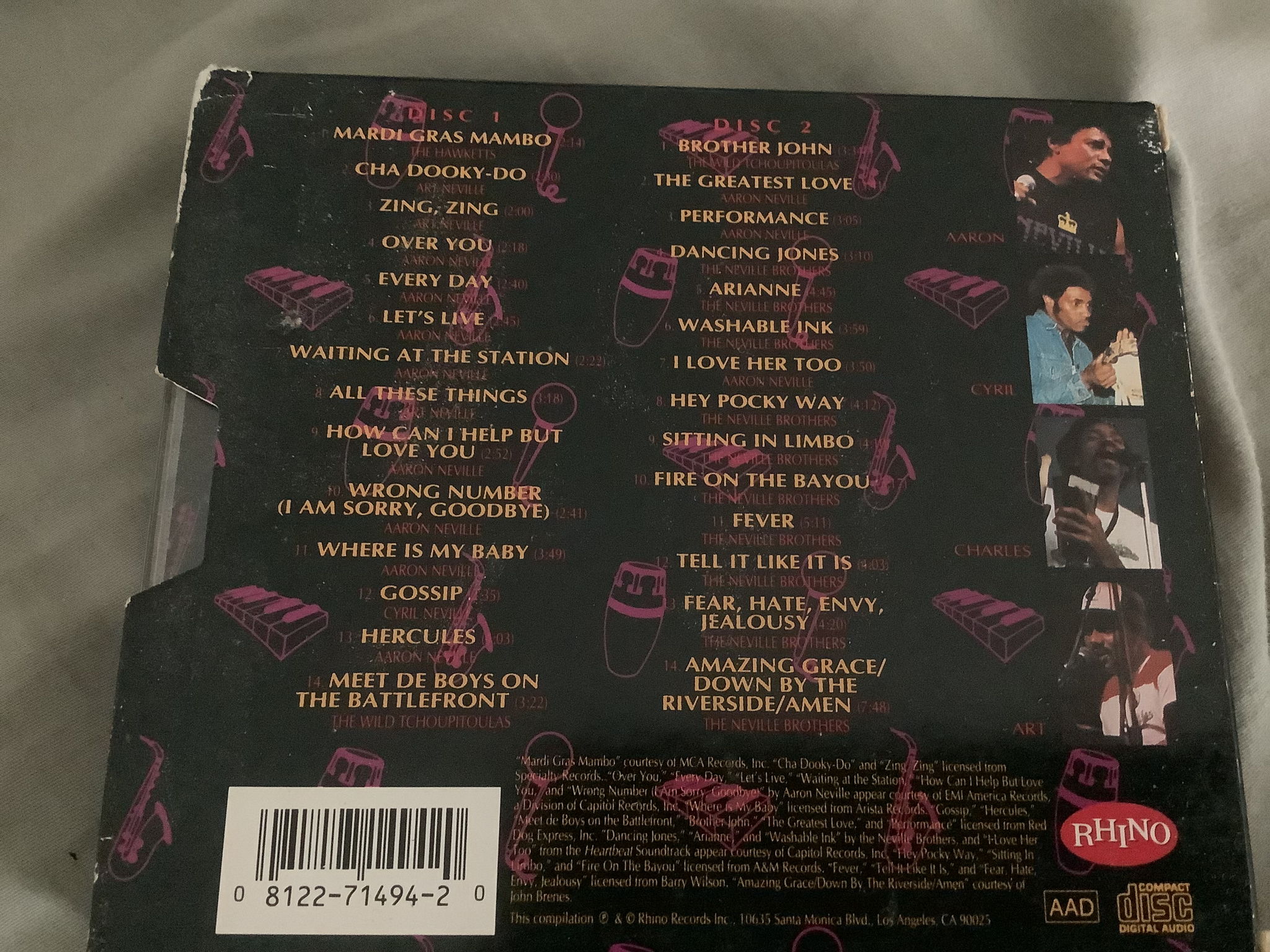 Neville Brothers 2 CD Set Treacherous A History Of