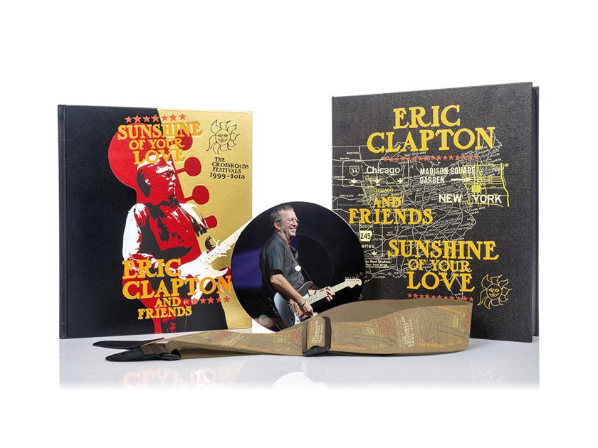Eric Clapton, Carlos Santana - SIGNED, DELUXE BOOK "Crossroads" + 7" RECORD + GUITAR STRAP