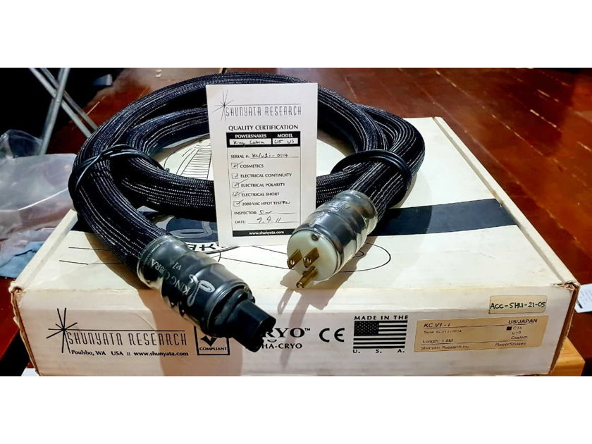 Shunyata Research King Cobra V1 "i"  15A - 1.8 meter power cord. Free shipping worldwide !
