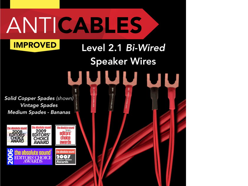 ANTICABLES Level 2 "Performance Series" 5 Foot Bi-Wire Biwire set