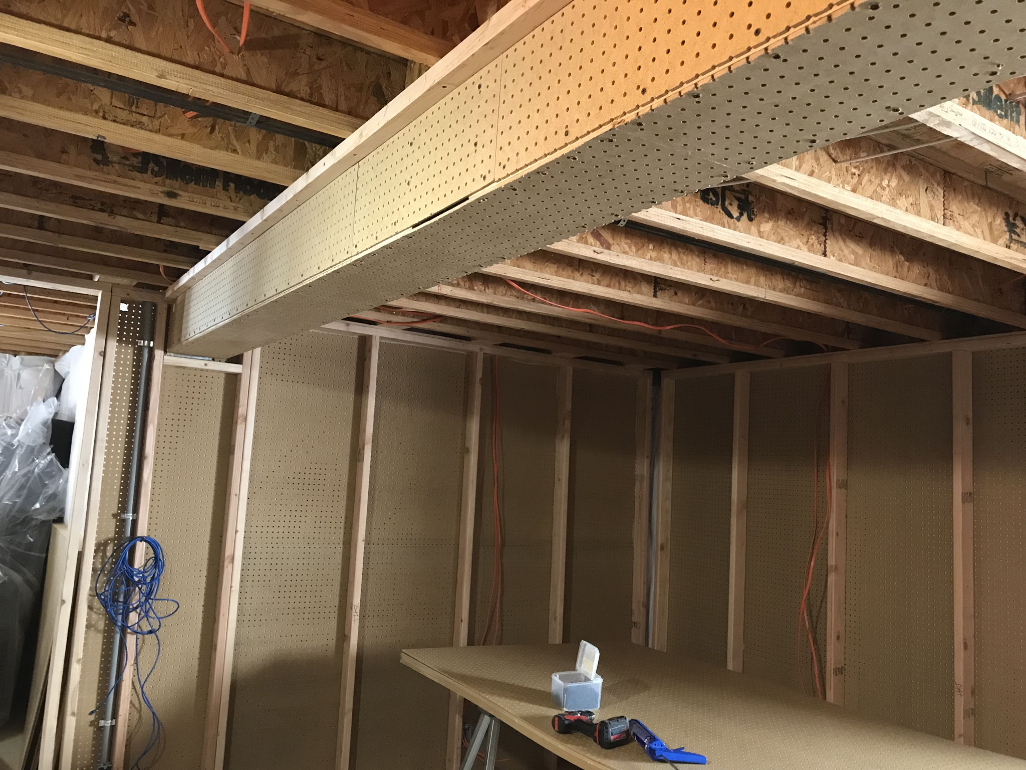 1/4 inc pegboard around beam 