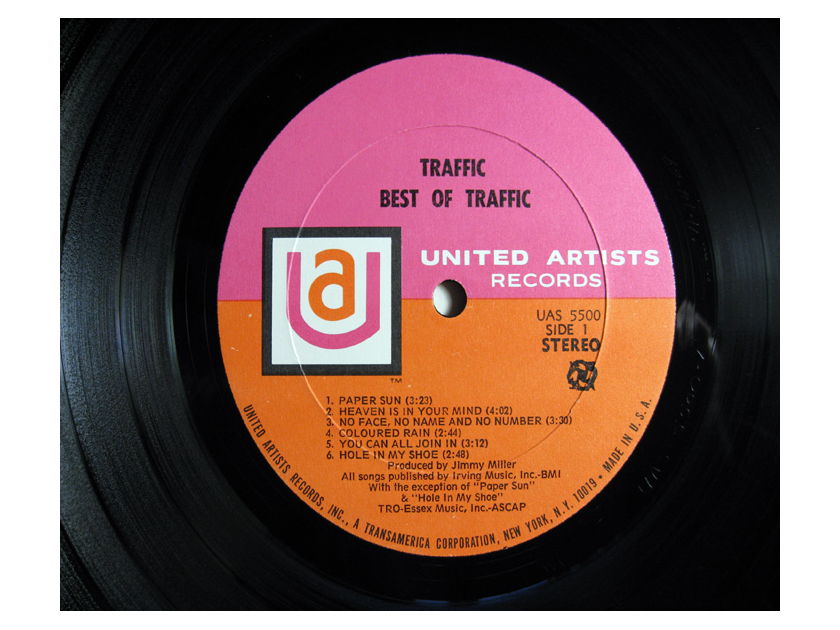 Traffic – Best Of Traffic EX++ 1969 VINYL LP United Artists UAS 5500