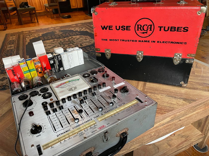 31 Tubes, EICO tube tester, RCA tube case. Free Ship Lower 48