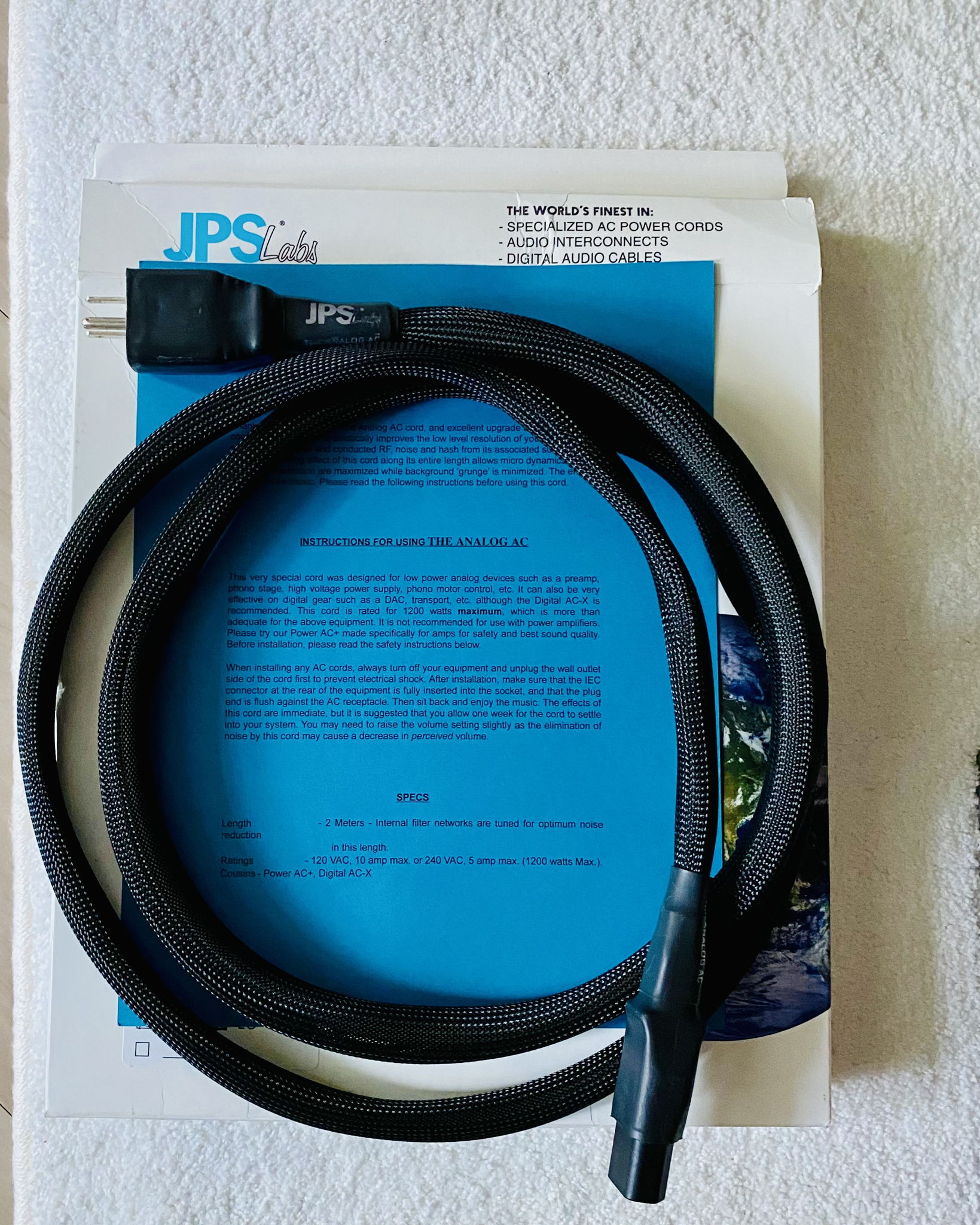 JPS Labs Analog AC 2 meter power cord