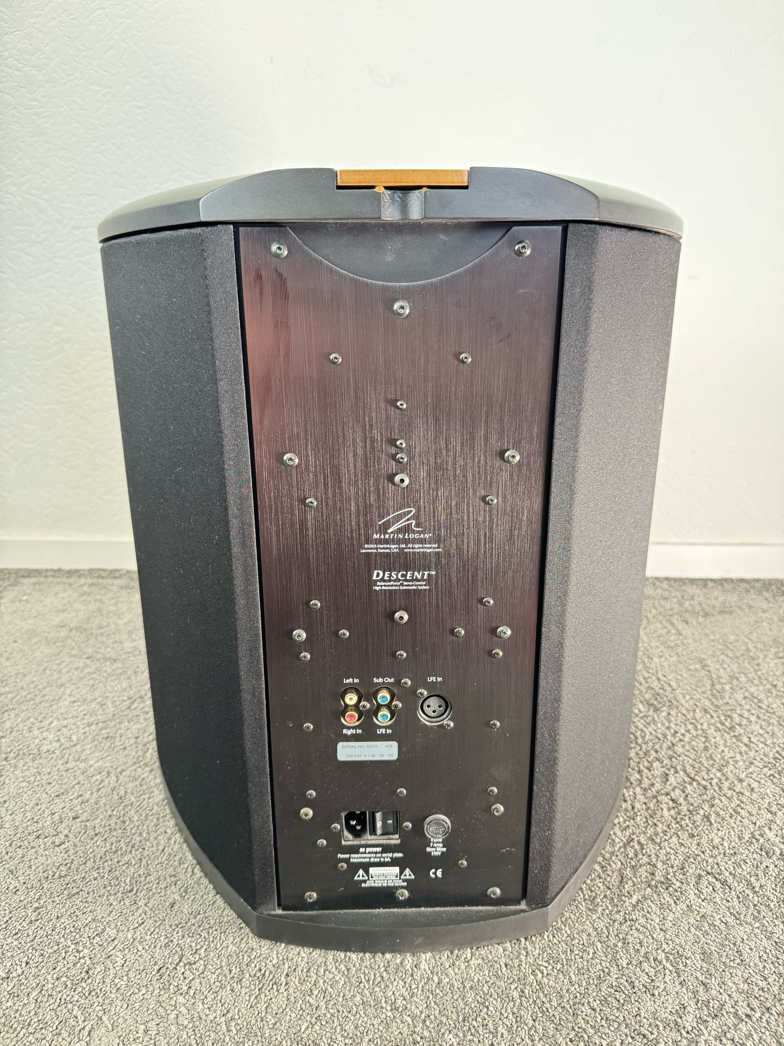 Martin Logan Descent active subwoofer in maple 7