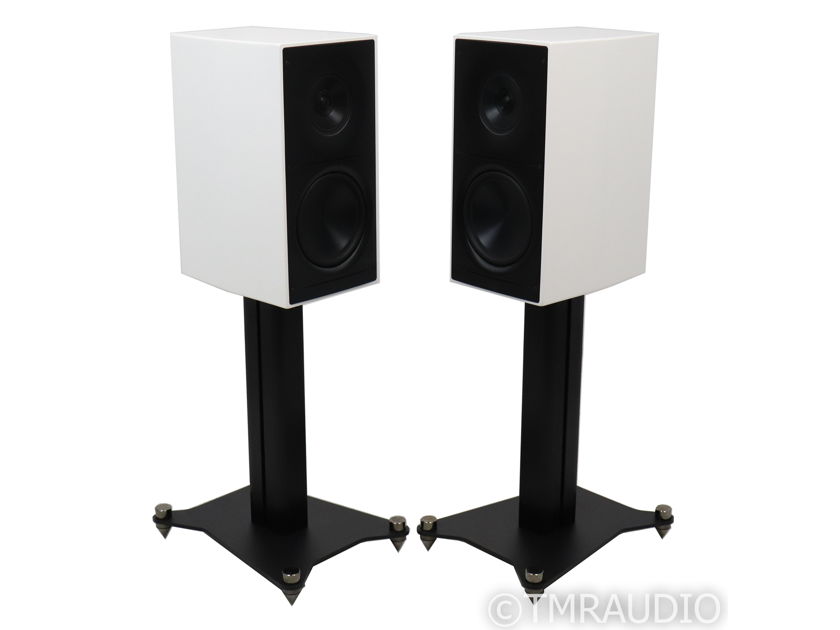 Elac Adante AS-61 Bookshelf Speakers; AS61; White Pair w/ ABST-101-BK Stands (35141)
