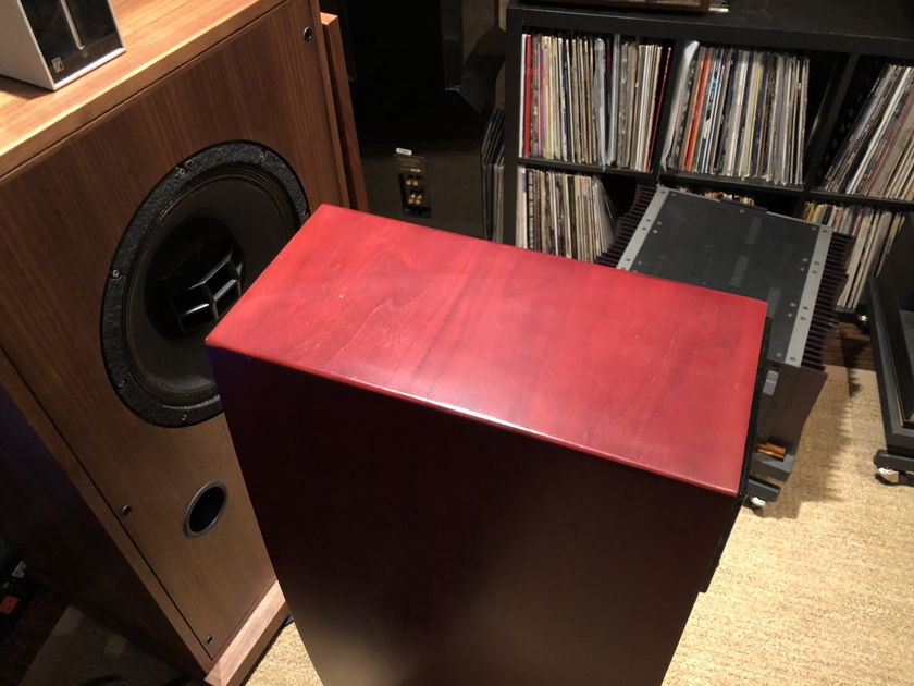 McIntosh LS340 Full Range Speakers - In a Deep Red Mahogany Finish with Grills