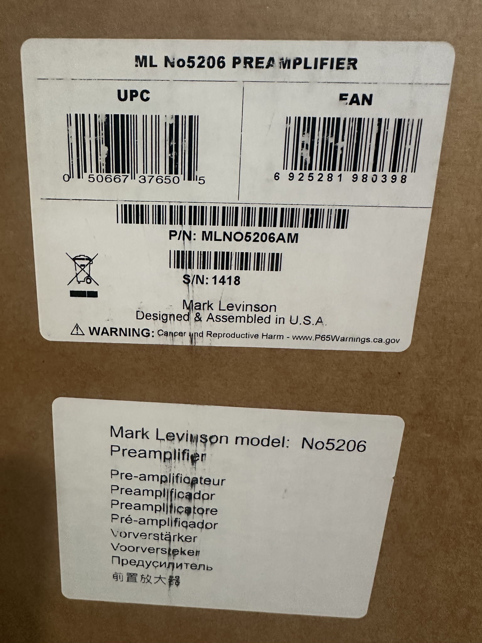 Mark Levinson 5206 preamplifier new in box 4