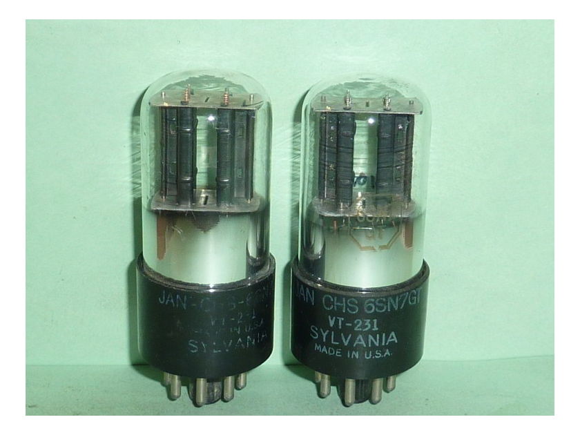 Sylvania VT-231 6SN7GT 6SN7 Mil-Spec Tubes, Matched Pair, Tested