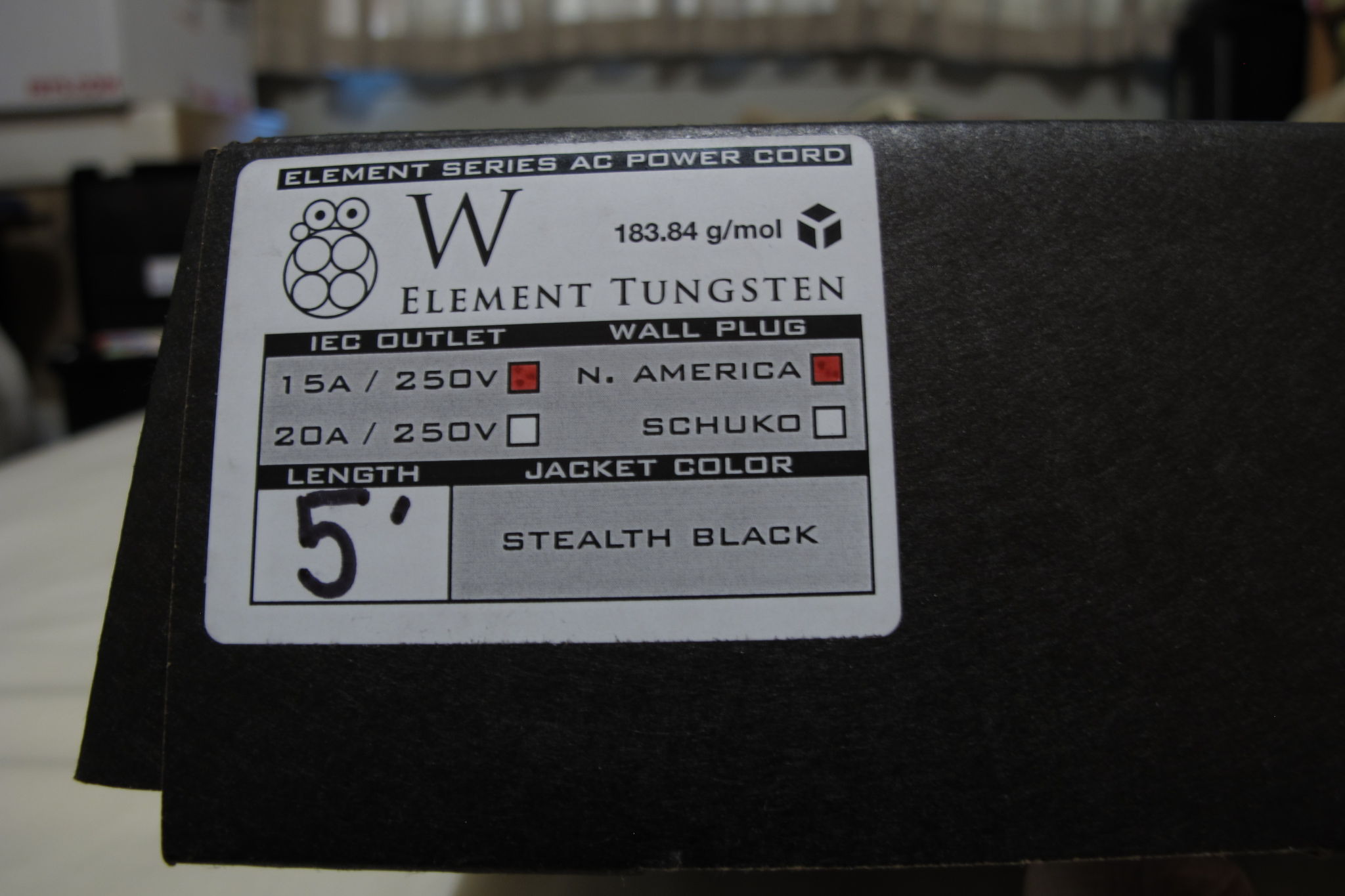 Synergistic Research Element Tungsten 5' AC Cable 15A 6