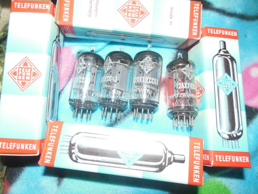 4 mint new in the box or very very lightly used 1962 telefunken smooth plate 12au7 tubes
