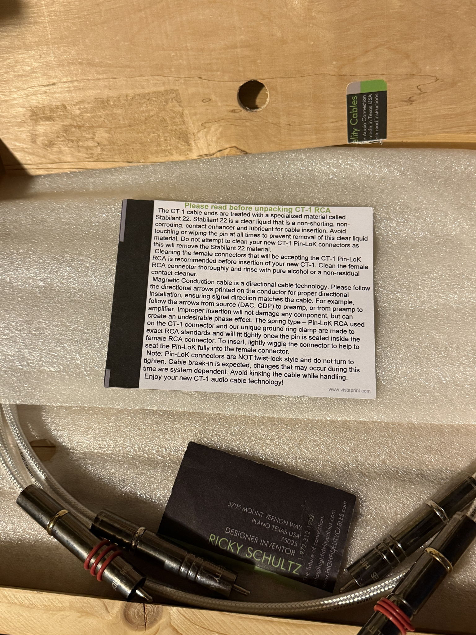 High Fidelity Cables CT-1~ 1.5 M 6