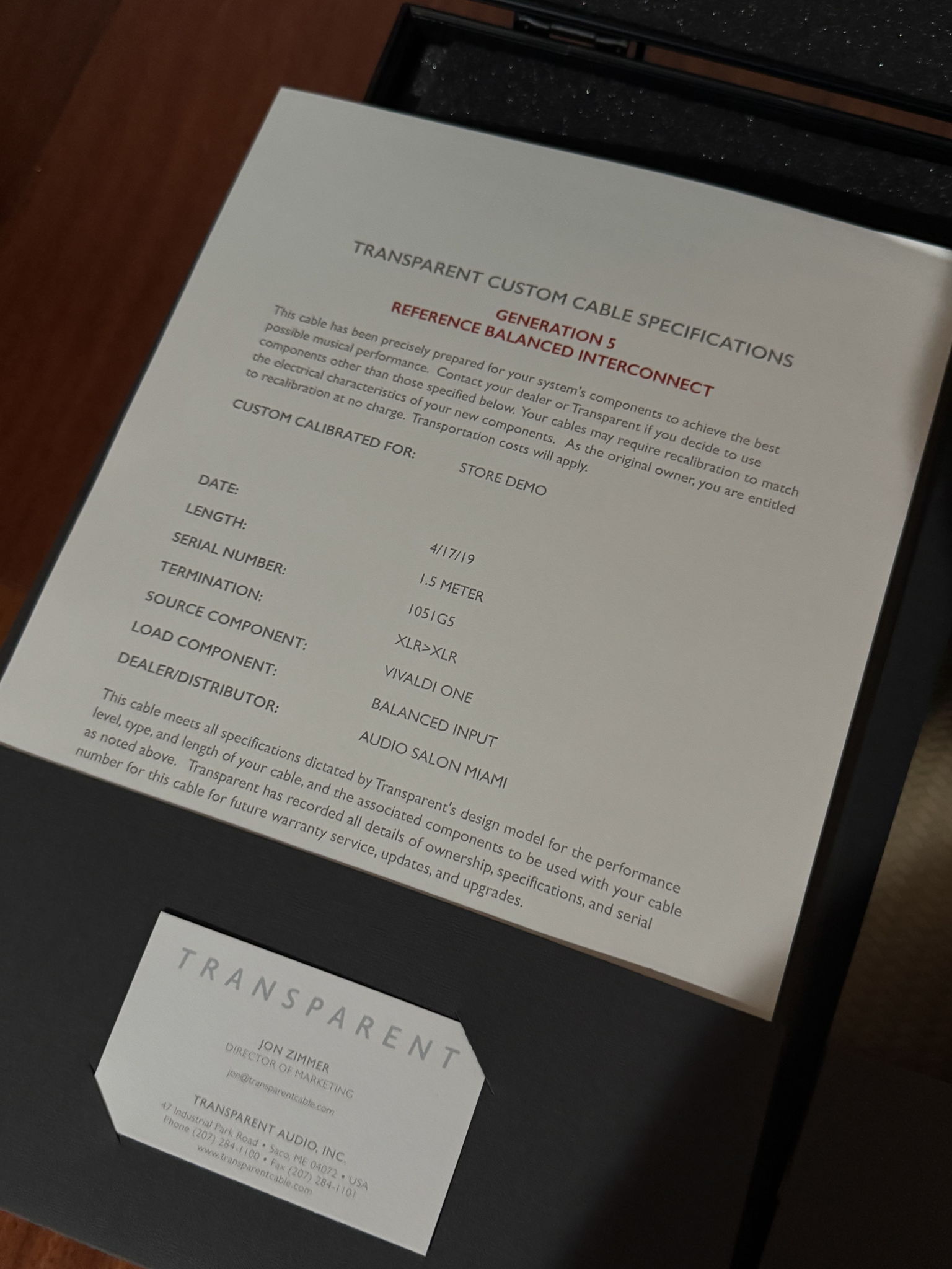 Transparent Audio Reference Balanced XLR Gen V, 1.5 meters 2