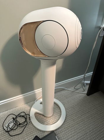 A pair of Devialet Phantom Gold 108 dB + Tree Stands + ...