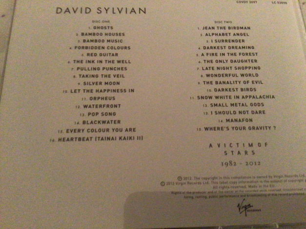 David Sylvian Virgin Records UK 2 Disc Import  A Victim...