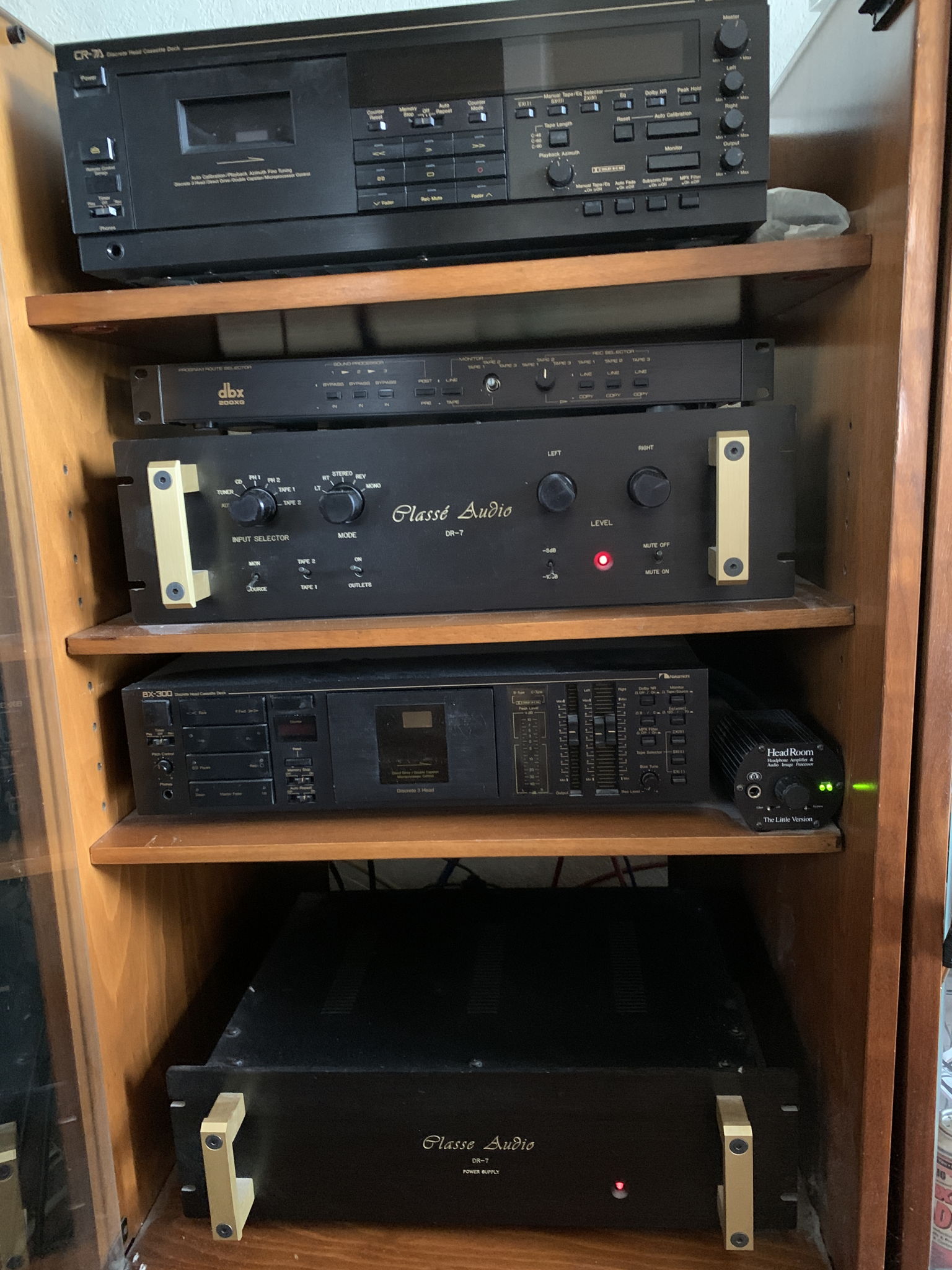 Cabinet with preamp, cassette decks