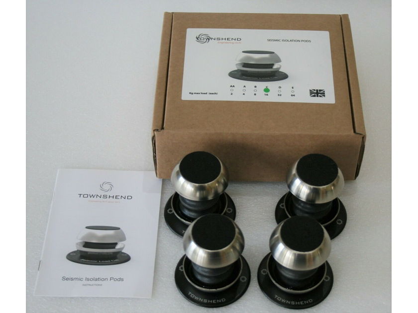 Townshend Audio Seismic Isolation Pods from 3Hz and up on all planes Set of 4 any Size 1-200kg, free worldwide shipping