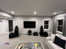 Wide shot of listening room with plan to add audio stand to the right wall