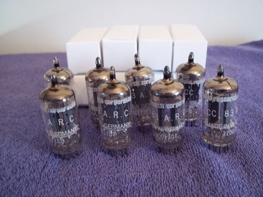 Audio Research SP-3 vintage tube set, rare smooth plate Telefunken based tubes, 8 tubes total.