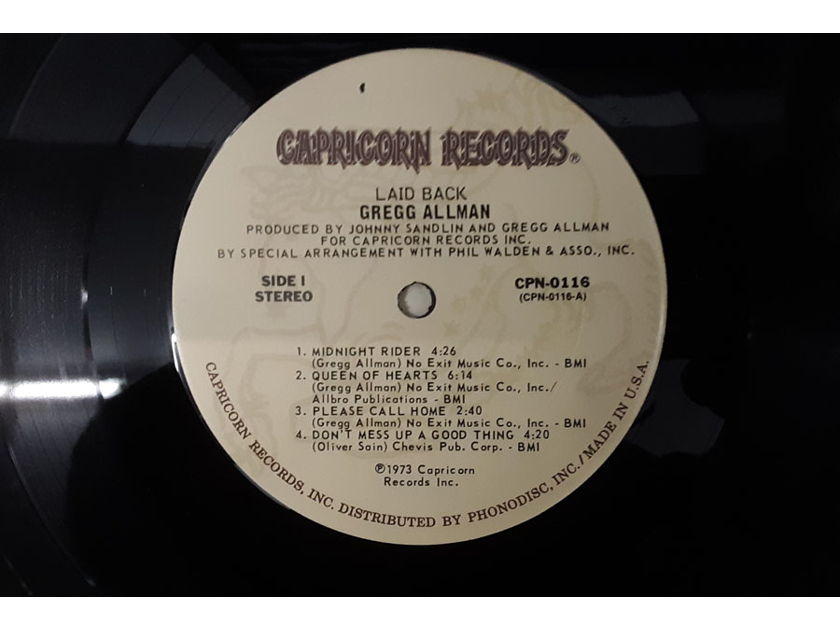 Gregg Allman - Laid Back PROMO VINYL LP Capricorn Records CPN-0116