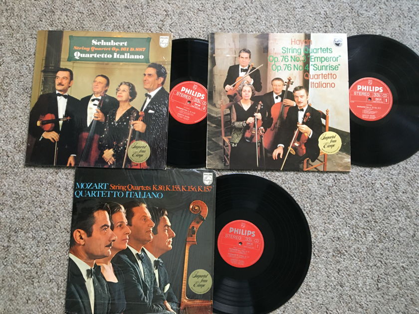 Quartetto Italiano Mozart Schubert haydn  Lot of 3 lp records Philips