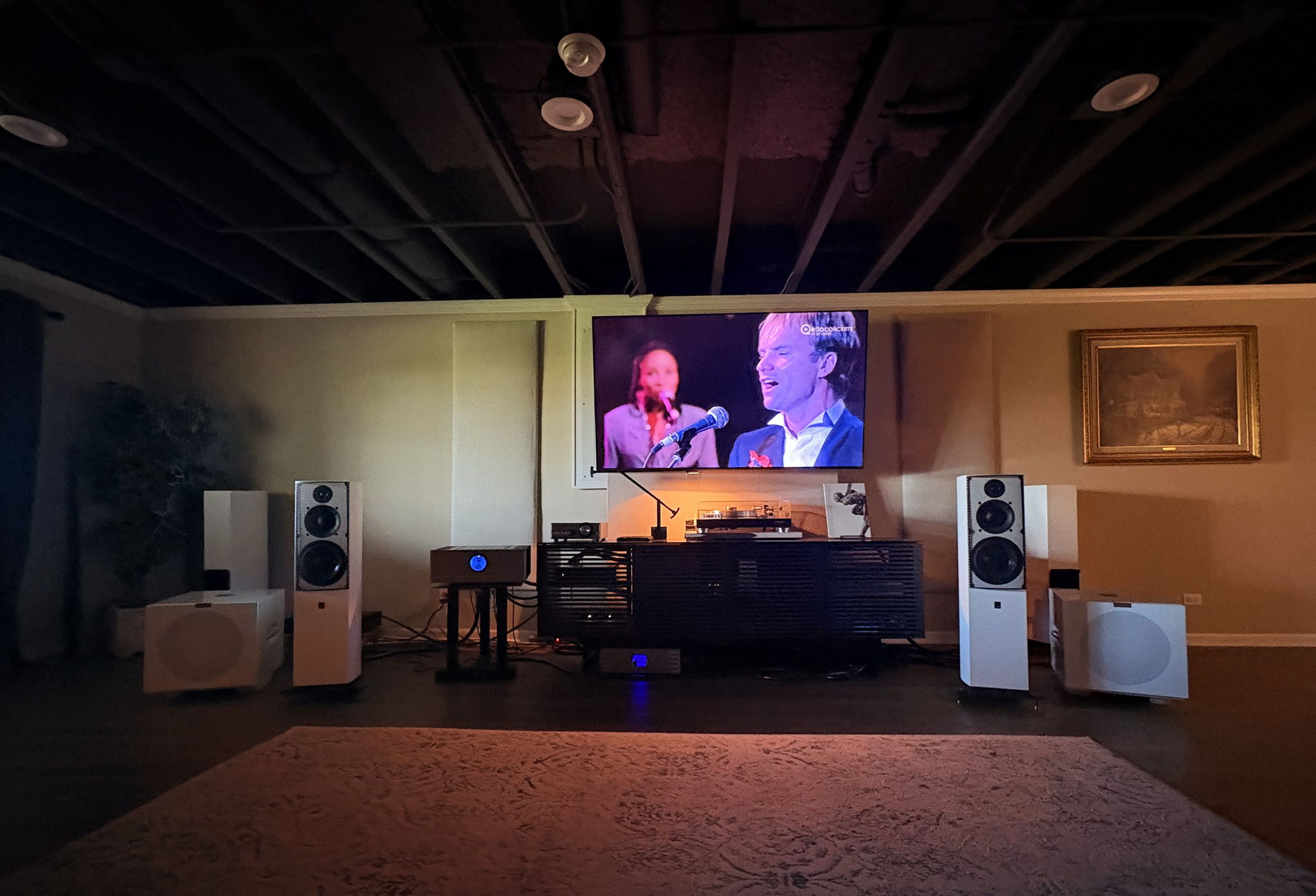 Listening to Sting's 'Bring On the Night' Video on my system. 