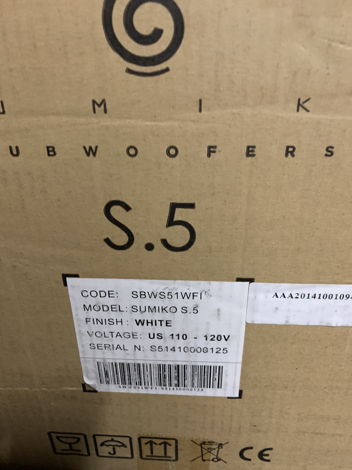 Sumiko  S.5 White subwoofer NEW in box