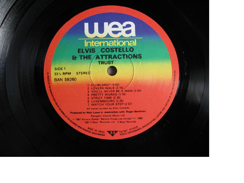 Elvis Costello & The Attractions - Trust 1981 NM- LP Vinyl ISRAEL Import WEA Records BAN 58260